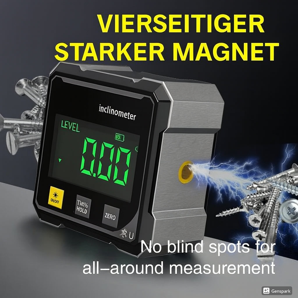 4-seitiger magnetischer digitaler Winkelmesser mit Laser