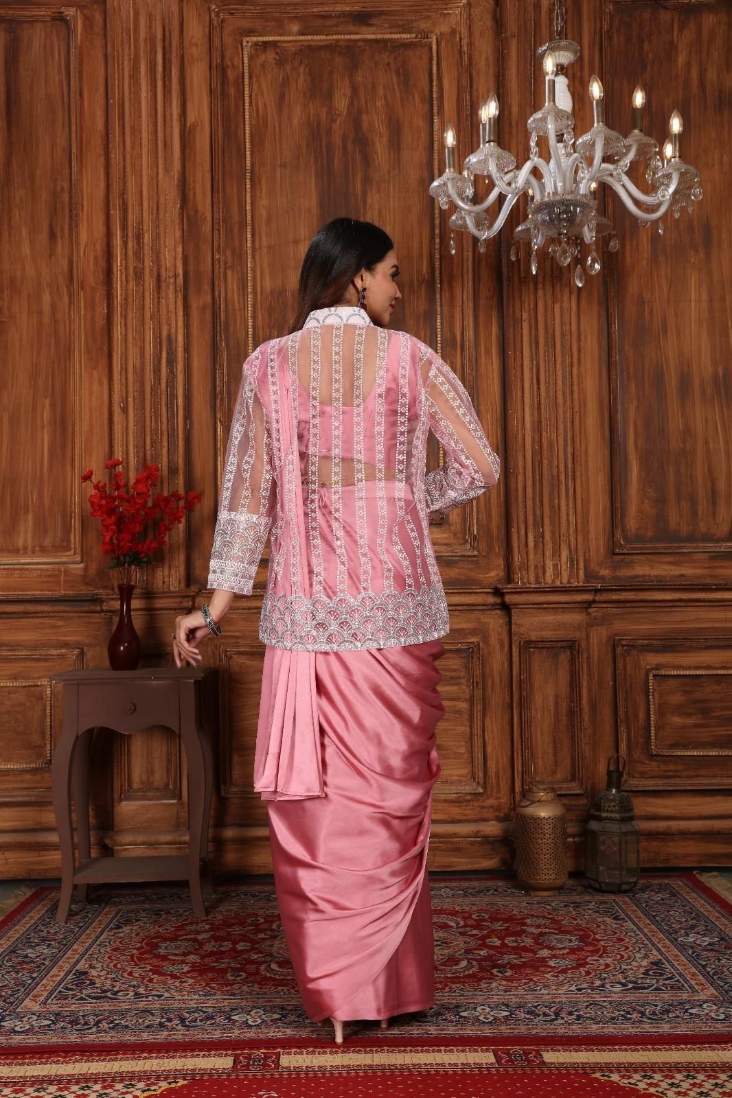 Pink Designer Soft Silk Saree