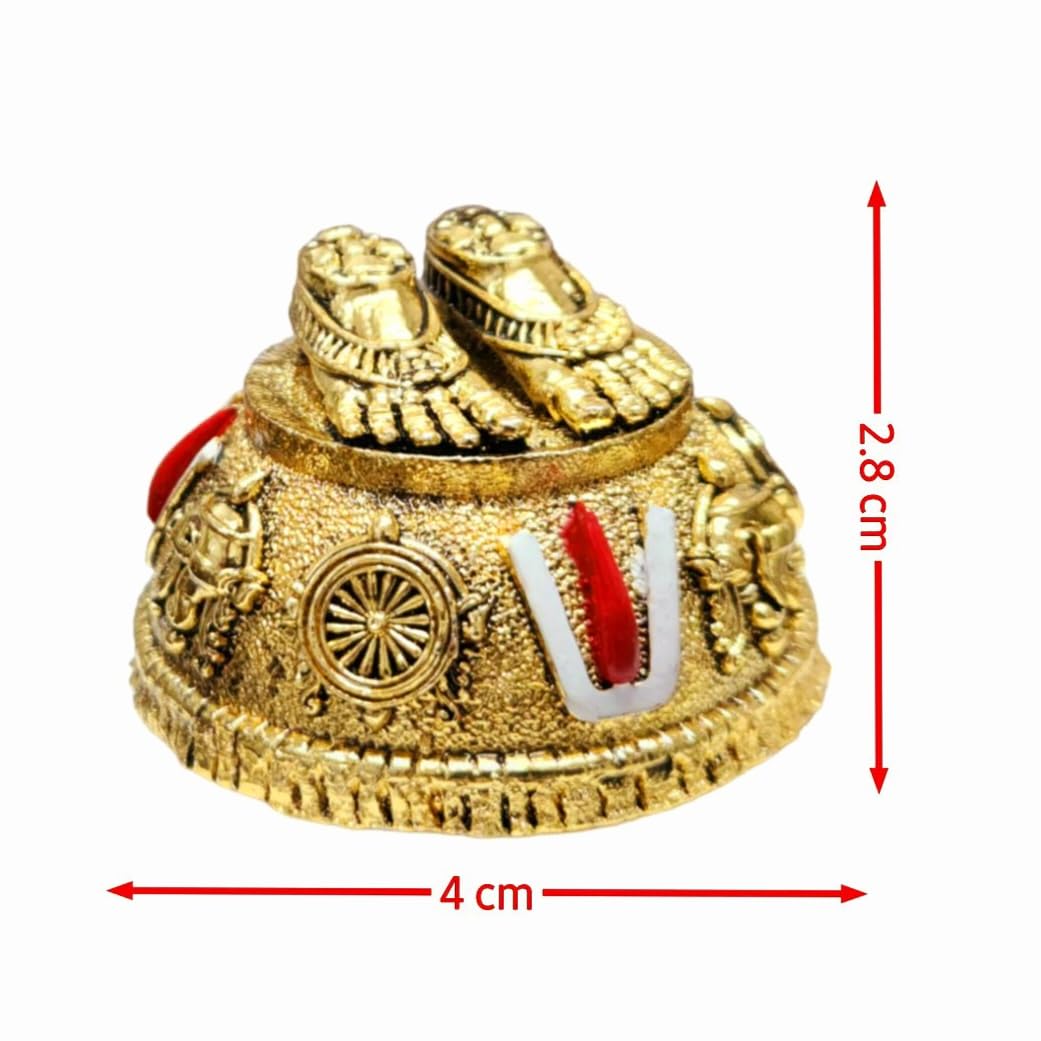 Gold Plated Antique Lord Balaji Charan Paduka (24k gold plated)