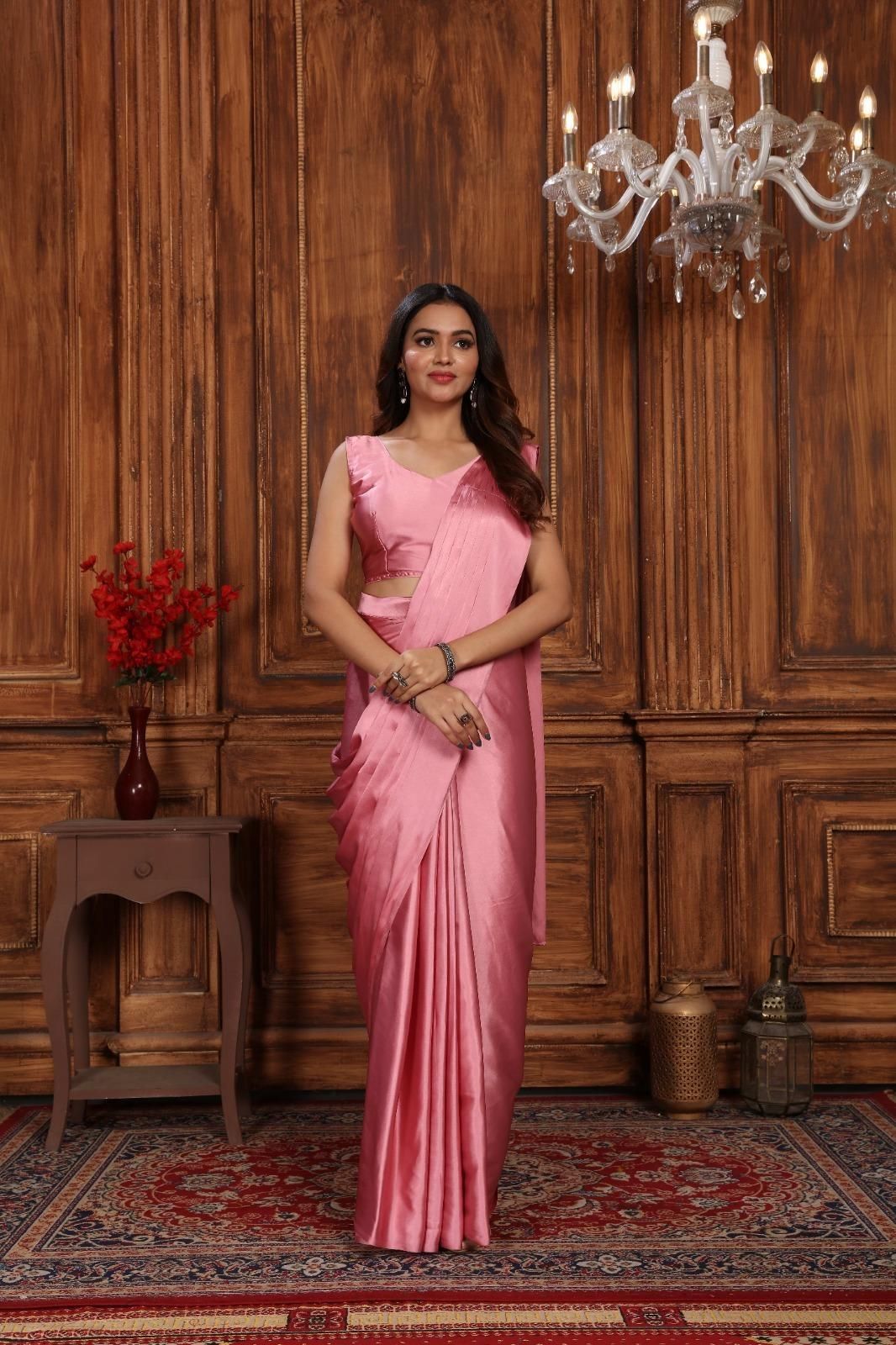 Pink Designer Soft Silk Saree