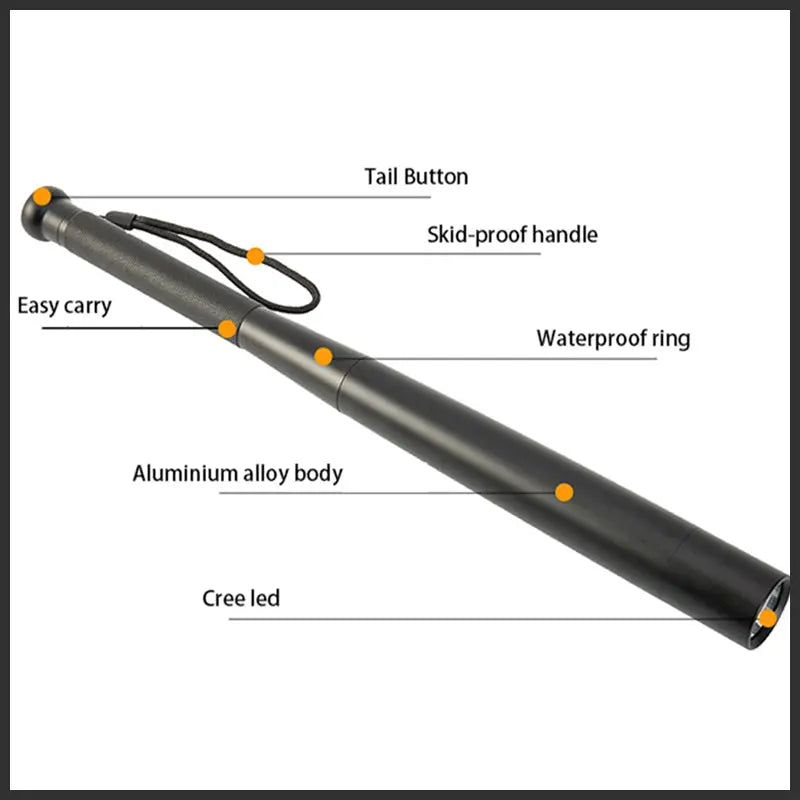 Baseball Bat Shaped LED Flashlight | Aluminum Alloy, 3 Lighting Modes | Emergency & Utility Use viva vista