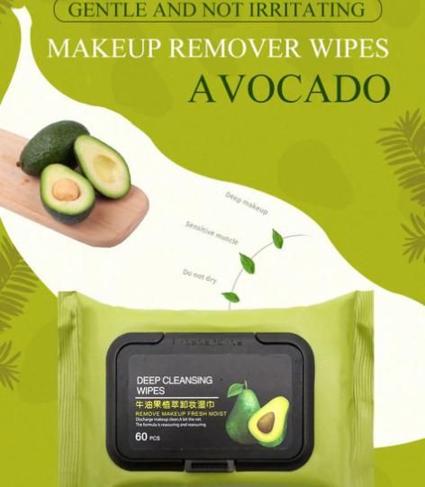 Avocado Makeup Remover Wipes for Face Cleansing 60pcs/bag