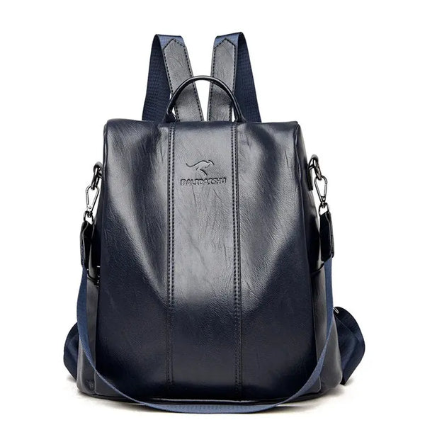 Theft-Proof Leather Backpack for Women in Vintage Style viva vista