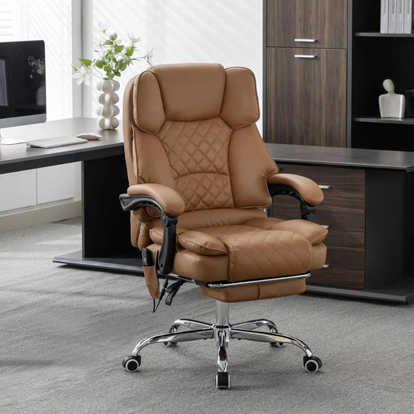 Kneading Massage Executive Office Chair with Heated, 90-135° Reclining with Footrest, Ergonomic Desk Chair,Diamond-Stitched viva vista