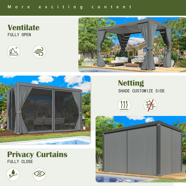 10x20FT Adjustable Louvered Pergola with Aluminium Frame and Waterproof Roof