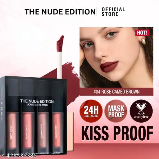 Nude Red Edition Different Shades Liquid Lipstick Set of 4 (16ml)