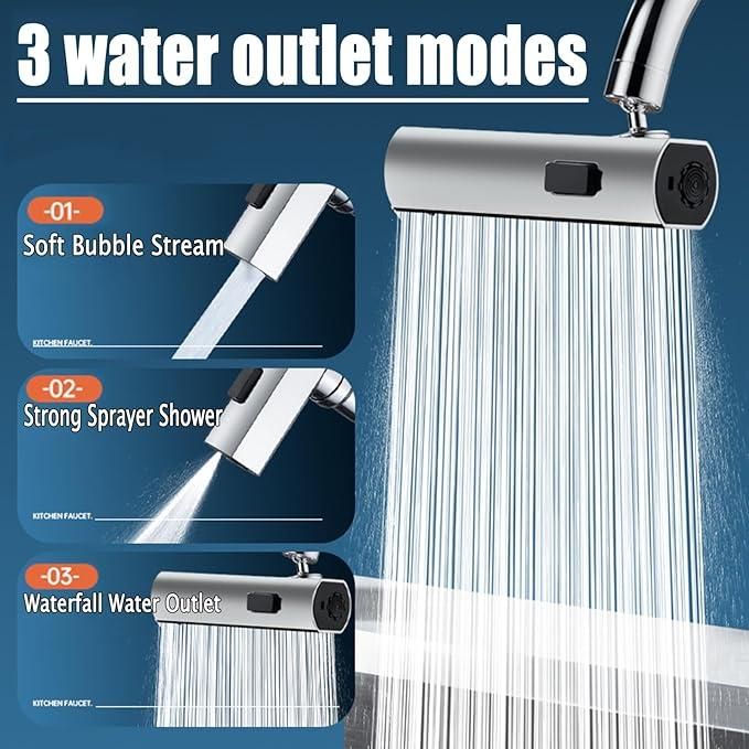 3 in 1 Waterfall Kitchen Faucet, Touch Faucet, Extender for Kitchen Sink